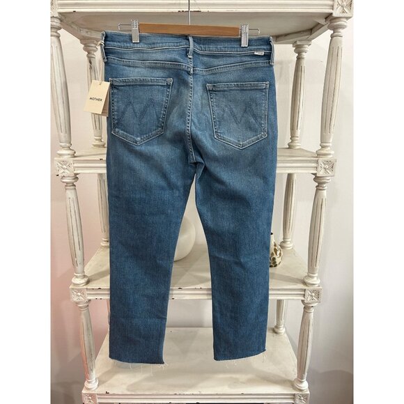 Mother Mid Rise Dazzler Ankle Fray In Riding Cliffside Size 32 Straight Jeans - Picture 7 of 8
